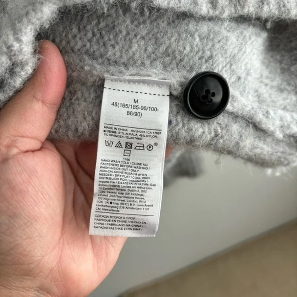 Banana Republic Alpaca Blend Oversized Heather Grey Cardigan with Pockets - Picture 7 of 7